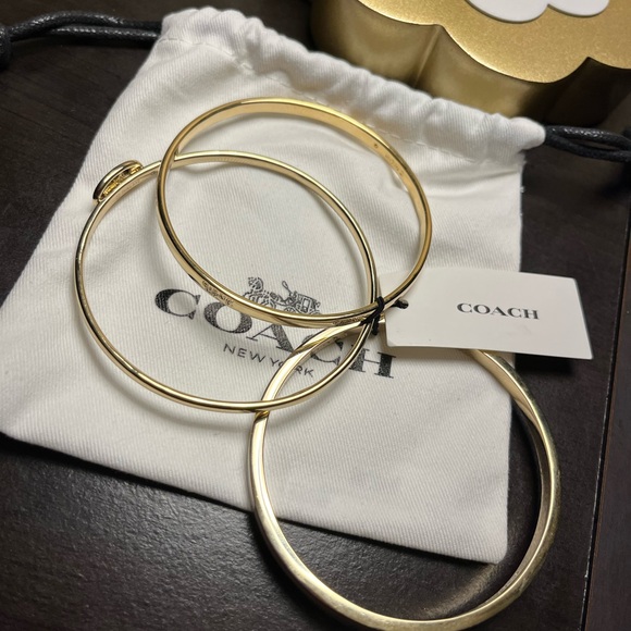 Coach Gold and White Bangle Bracelet Set of 3 - Picture 12 of 12